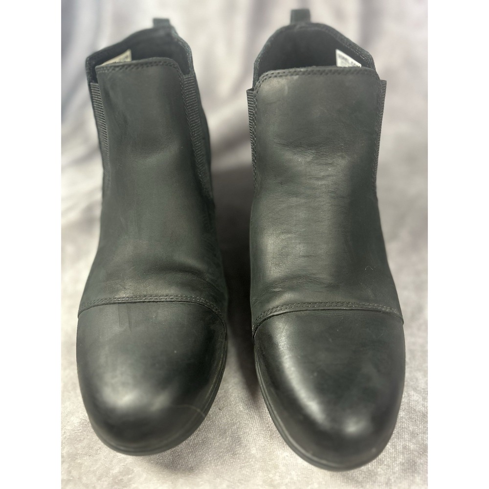 Sorel Emelie II Chelsea Waterproof Boots Black Leather Women's Size 10